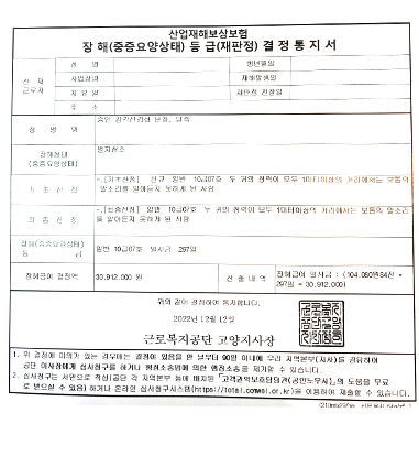 양측 감각신경성 난청 승인 사례